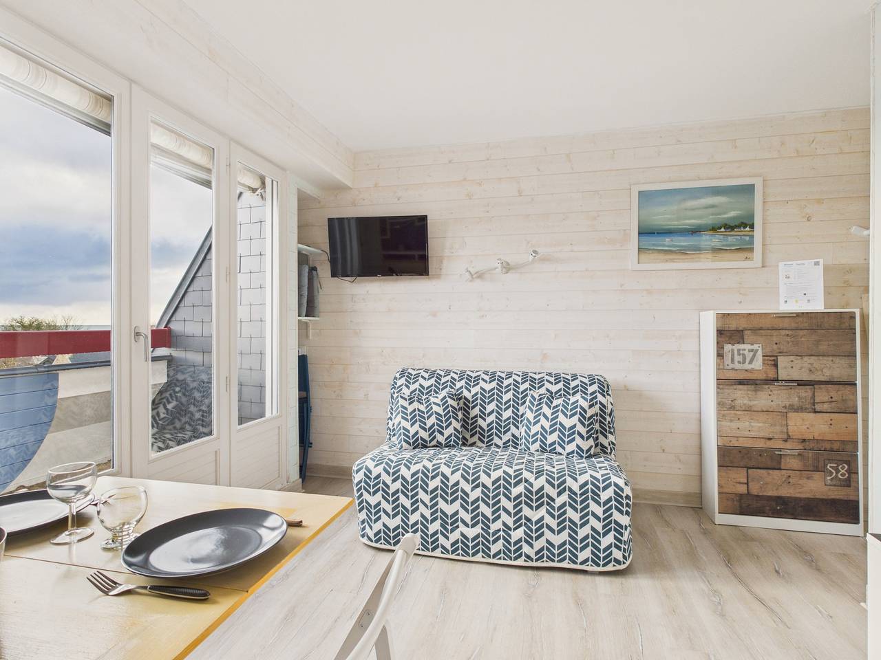 Studio entier, Vue mer : studio pour 4 à 200m de la Mer Blanche in Bénodet, Côte de Cornouaille