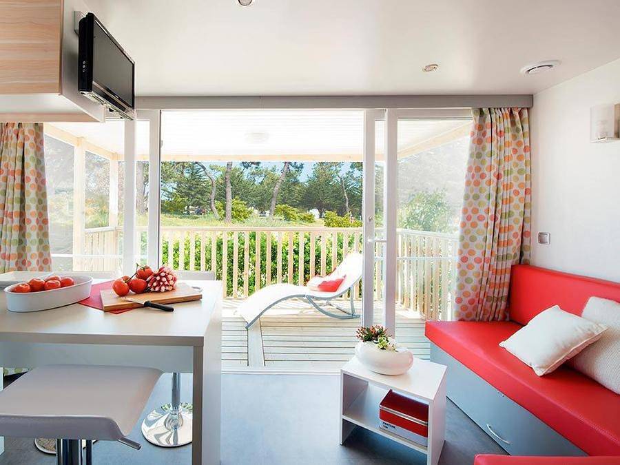 Flower Camping Le Pont du Tarn - Mobilheim 6 personen - Mobilheim O'hara Confort 25 m² - 2 Zimmer + Überdachte Terrasse + Tv 4/6 Pers. in Florac-Trois-Rivières, Cevennen