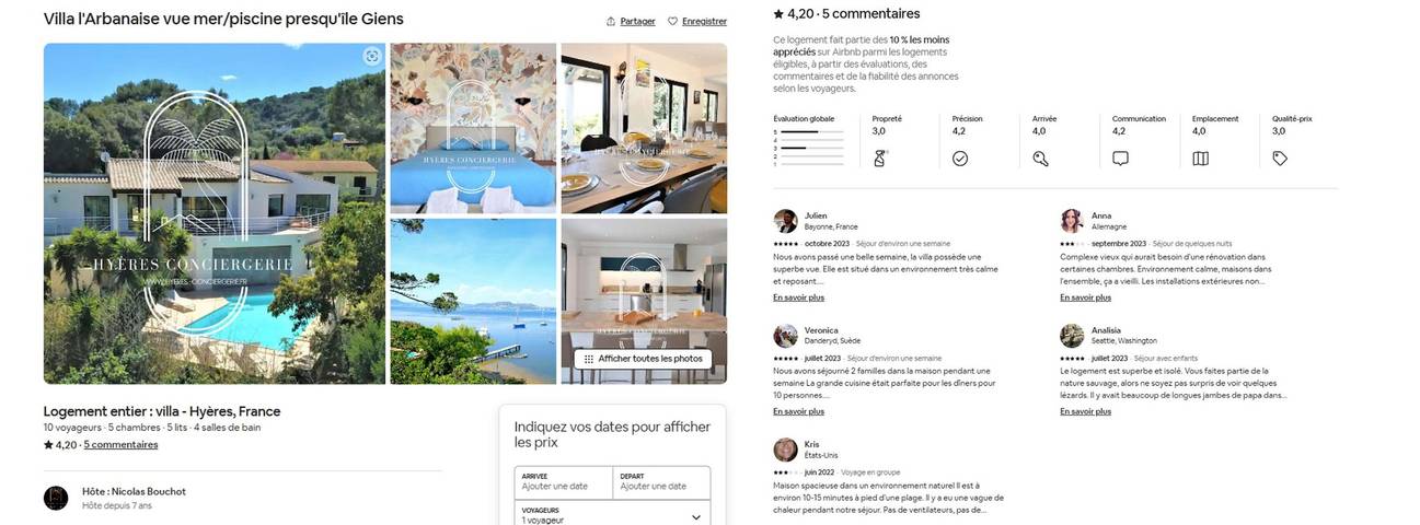 Gîte pour 10 personnes, avec terrasse ainsi que piscine et balcon/terrasse, adapté aux familles dans Plage de la Madrague (Giens) - 2