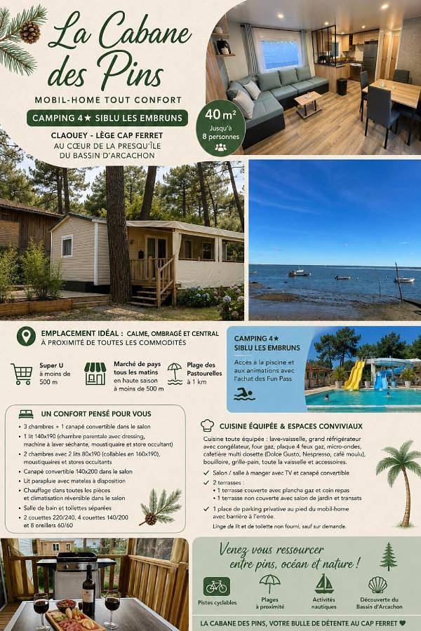 Camping pour 8 personnes, avec Jacuzzi et Terrasse ainsi que Piscine et Sauna dans Claouey - 2
