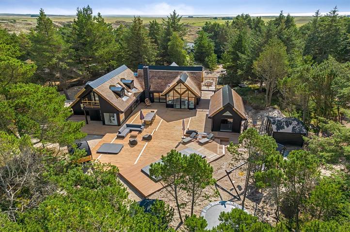 Ferieudlejning for 10 personer, med terrasse og jacuzzi samt sauna, husdyr tilladt i Blåvand