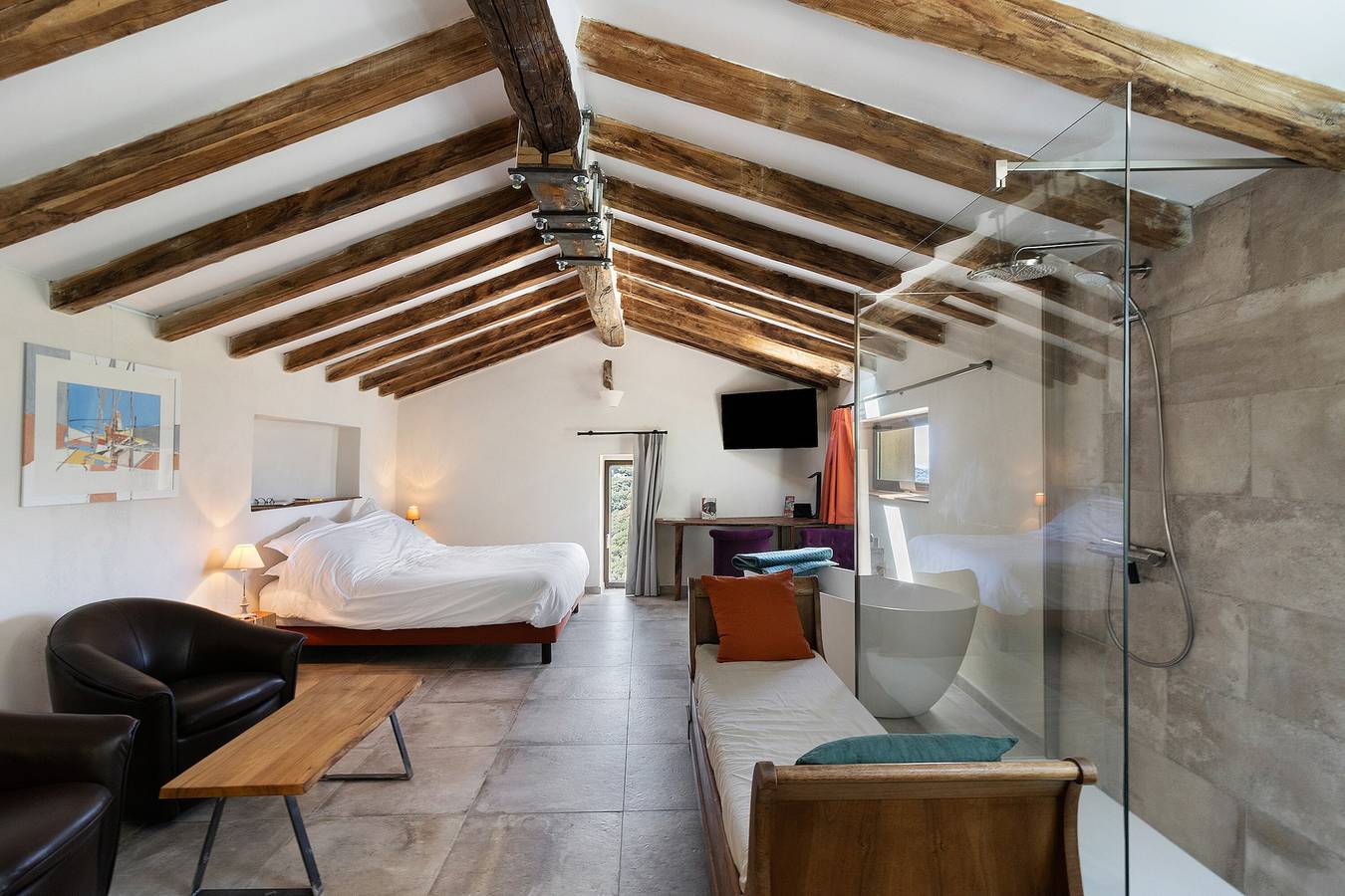 Chambre 'I Martini Double Sup Lits Jumeaux' avec vue montagne, Wi-Fi et climatisation in Sartène, Arrondissement de Sartène