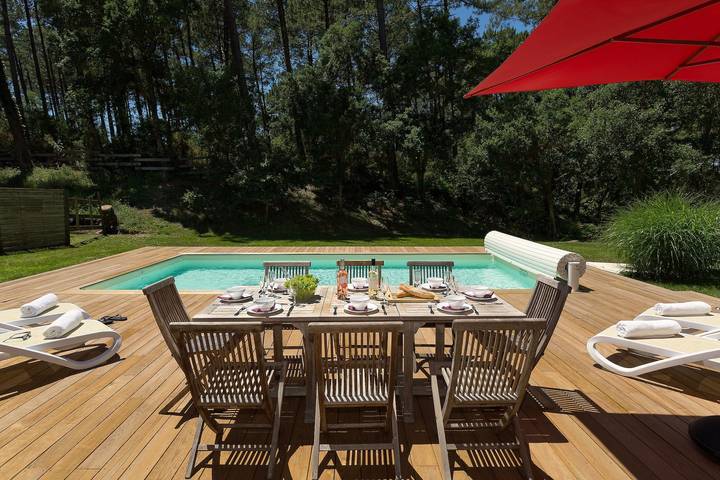 Villa pour 12 personnes, avec Balcon ainsi que Jardin et Piscine à Moliets-et-Maa