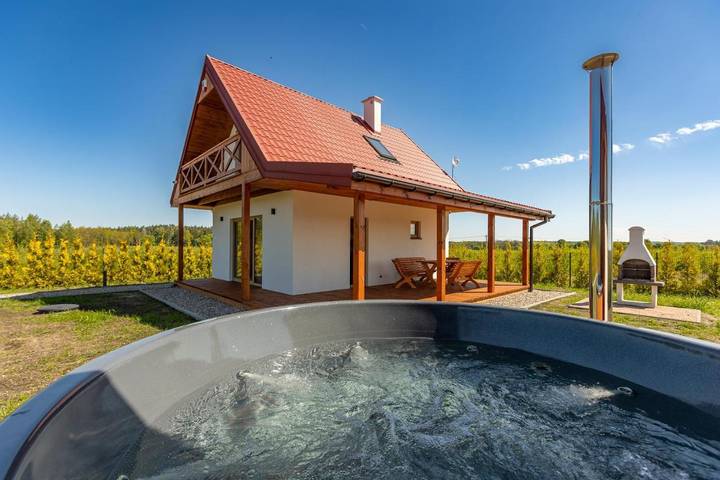 Dom dla 6 osób, z Balkon i Jacuzzi oraz Taras i Ogród w Grunwald