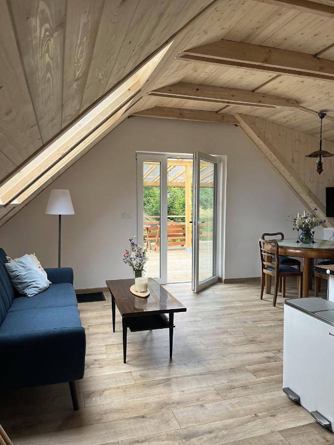 Ferienwohnung für 5 Personen, mit Garten und Seeblick sowie Ausblick in den Masuren