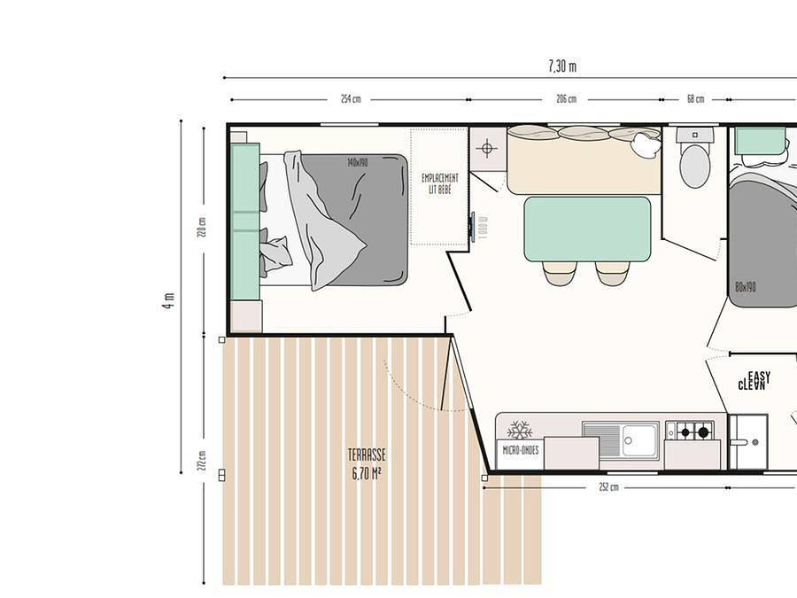 Camping Clair de Lune - Mobilhome 4 personnes - Azur Sérénité 25 m² - 3 pièces - 2 chambres - Climatisation in La Madrague, Hyeres