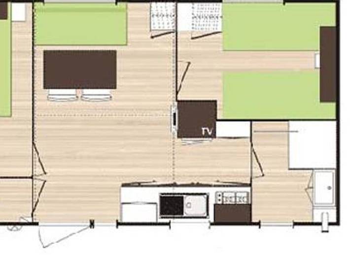 Flower Camping Le Rochelongue - Mobilheim 4 personen - Mobilheim Confort 24m² - 2 Schlafzimmer - Tv + Klimaanlage 4 Pers. in Cap d'Agde, Agde
