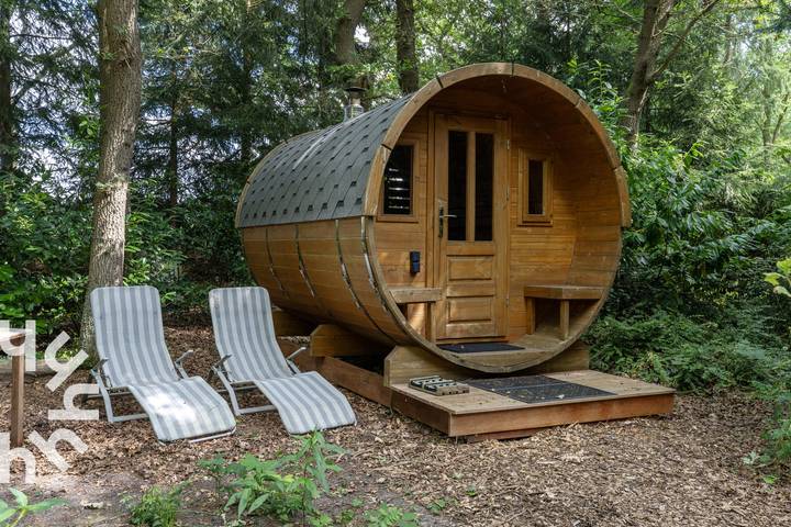 Luxuriöser Waldbungalow für 5 Personen mit holzbefeuerter Sauna in der Drentsfriese Wold in Wateren, Regio Zwolle
