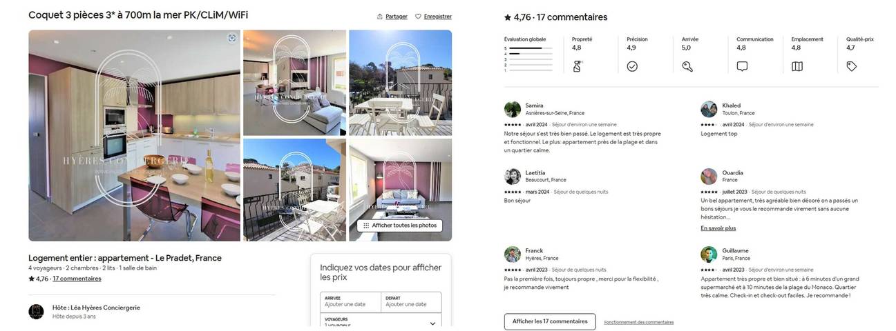 Gîte pour 4 personnes, avec balcon et balcon/terrasse, adapté aux familles à Le Pradet - 2