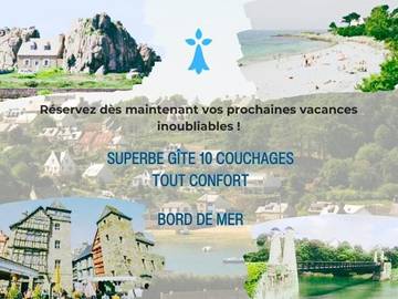 Gîte pour 10 personnes, avec vue et terrasse à Plouguiel