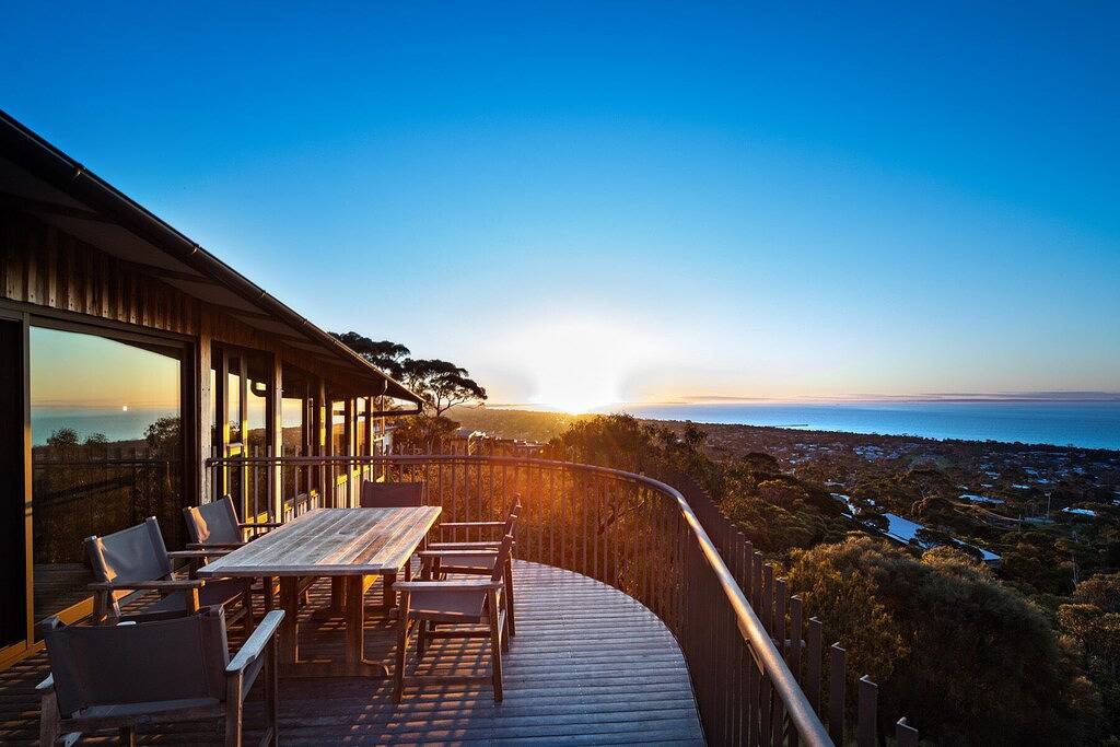 Spektakuläre Aussicht auf die Bucht vom South Channel House in Mccrae in McCrae, Mornington Peninsula