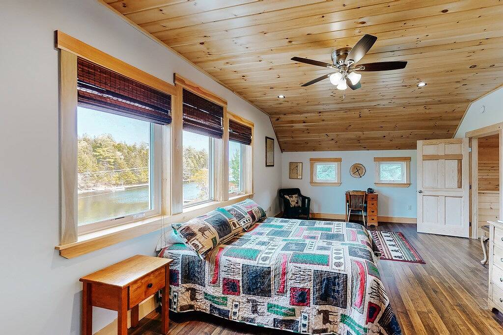 Charming riverfront home with mountain views & private dock in Moosehead Lake