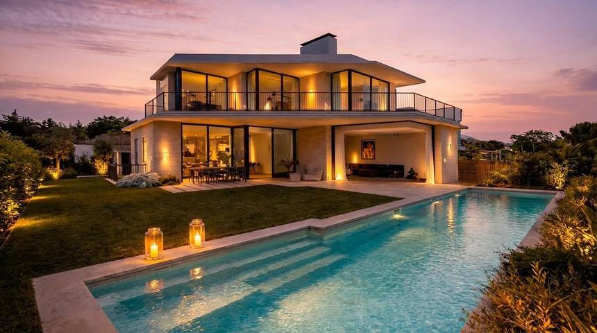 Villa pour 10 personnes, avec piscine ainsi que jardin et balcon, adapté aux familles dans Garraf