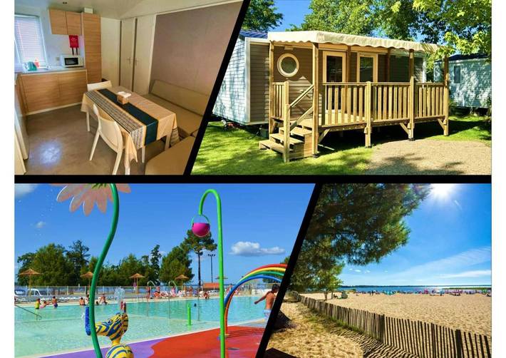 Camping pour 6 personnes, avec jacuzzi ainsi que piscine et jardin