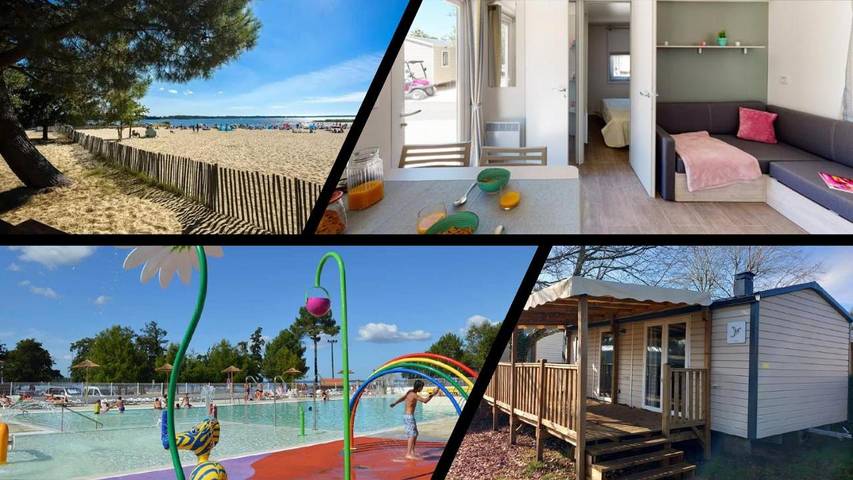 Camping pour 6 personnes, avec jacuzzi ainsi que piscine et jardin