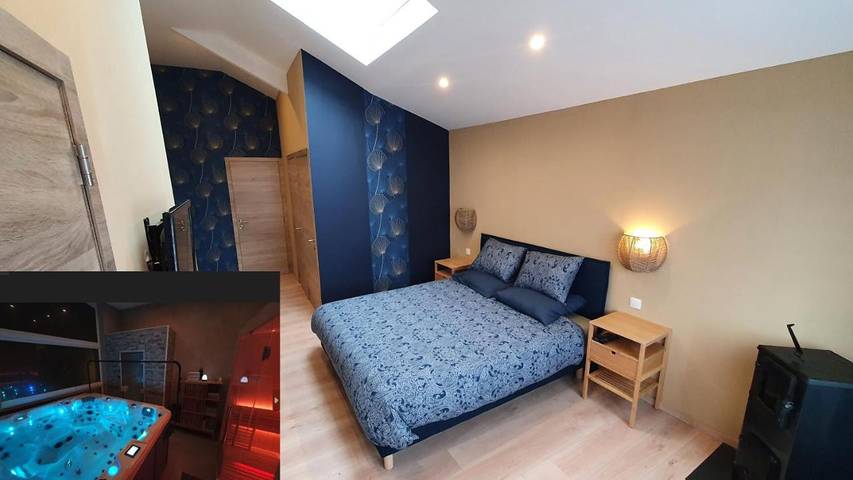 Chambre d’hôte pour 2 personnes, avec jacuzzi ainsi que sauna et terrasse
