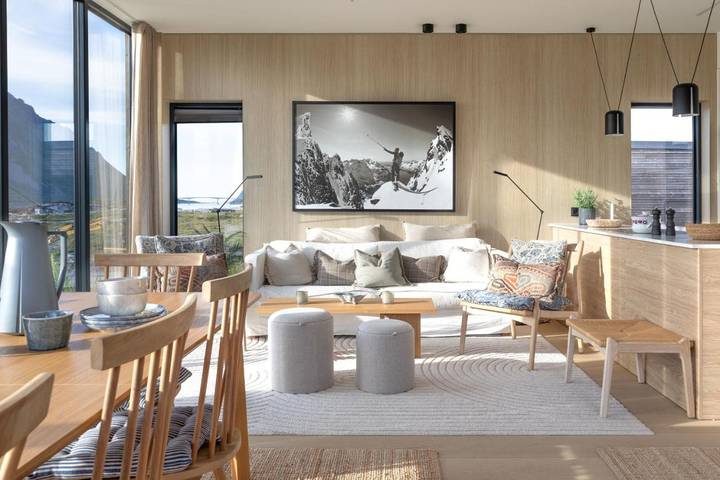 Ferienhaus für 7 Personen, mit Garten und Terrasse sowie Sauna und Ausblick auf den Lofoten