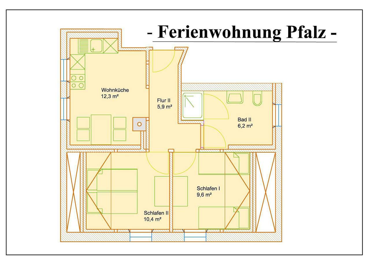 Ganze Ferienwohnung, Wohnung Pfalz, Wc/Dusch, 2 Schlafzimmer, Wohnküche in Bundenthal, Landkreis Südwestpfalz