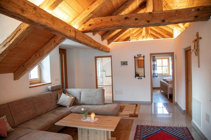 Ganze Wohnung, Ferienwohnung 'Mulino Glurns' mit Bergblick, privater Terrasse und Gemeinschaftsgarten in Glurns, Nationalpark Stilfser Joch