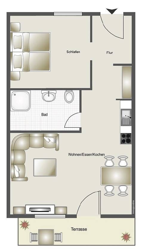 Ferienwohnung für 3 Personen, mit Terrasse und Garten - 1