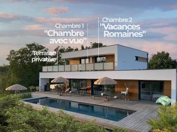 Chambre d’hôte pour 2 personnes, avec vue ainsi que piscine et jardin en Alsace