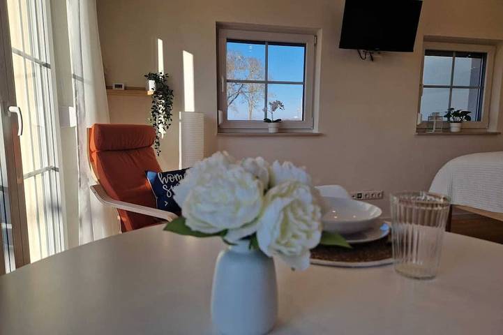 Ganze Wohnung, Ferienwohnung Weitblick³ Abendlicht Gemütliches , neues Appartement in Neusitz, Romantische Straße