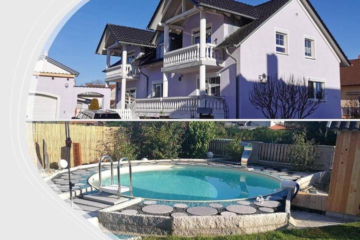 Ferienwohnung für 6 Personen, mit Balkon und Terrasse sowie Garten und Pool
