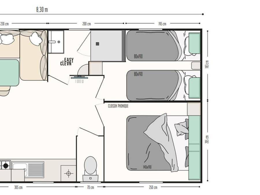 Camping La Prairie  - Mobilhome 4 personnes - Loggia Bay 2 chambres in Le Crotoy, Région d'Abbeville