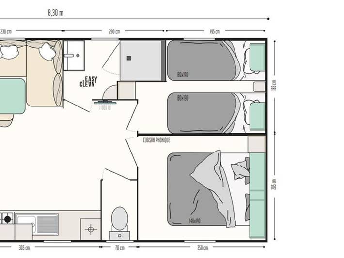 Camping La Prairie  - Mobilheim 4 personen - Komfort 2 Zimmer in Le Crotoy, Abbeville und Umgebung