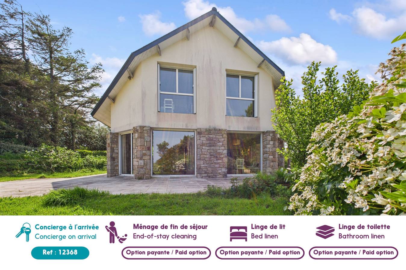 Joli logement pour 4 adultes 1 enfants - jardin in Trévou-Tréguignec, Rosa Granitküste