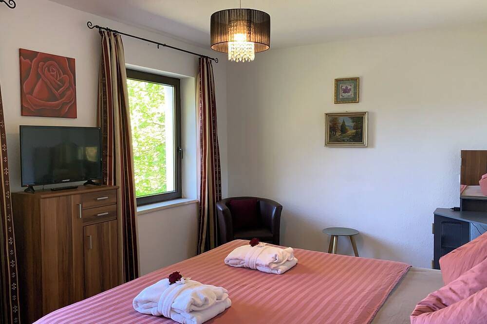 Ganze Wohnung, Villa Warzenburg, Fewo-2 mit Panorama-Blick, Balkon und Kamin. Urlaub mit Hund. in Friedrichroda, Rennsteig