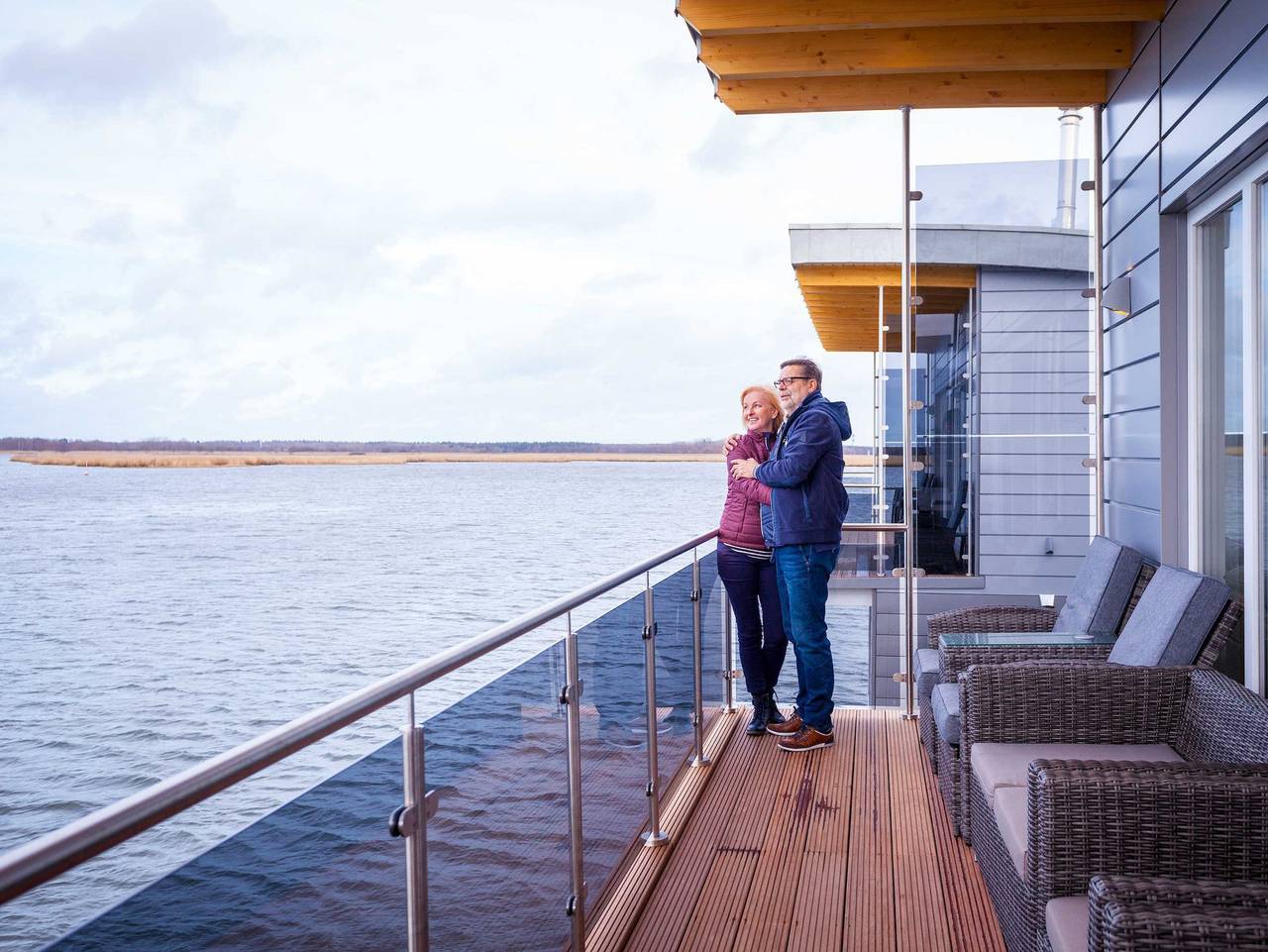 02. Floating Houses (105 m²) mit Kamin - Floating-House Nr. 6 Idun mit Kamin in Kröslin, Vorpommern