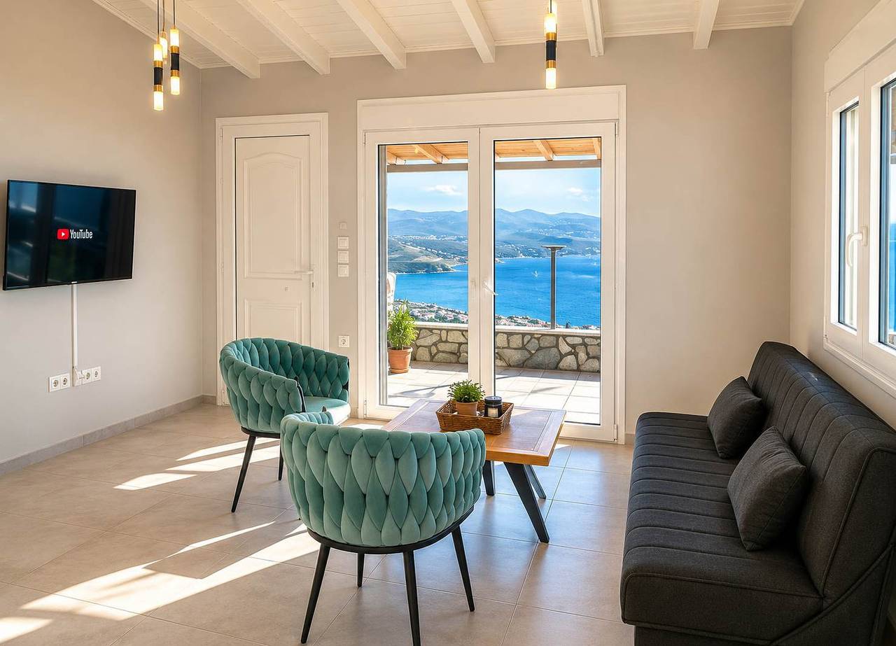 Hel lägenhet, Nireos Coast Evia - Panoramic Seaview Gem in Euboia