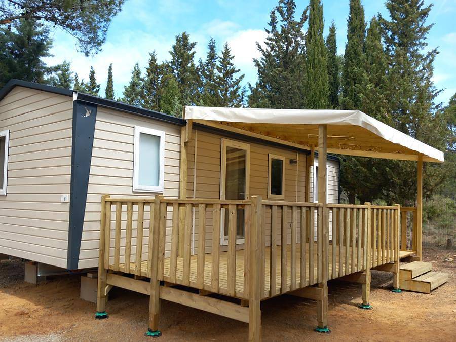 Camping Le Pinada - Mobilheim 6 personen - Premium - 3 Schlafzimmer mit Klimaanlage, Tv, Geschirrspüler - 34m² in Fabrezan, Narbonne und Umgebung