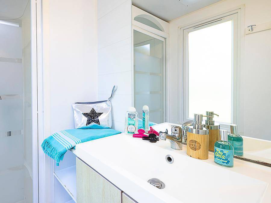 Flower camping La Dordogne Verte - Mobilheim 6 personen - Mobil Home Confort 3 Zimmer + Klimaanlage in Saint-Aulaye, Périgord Vert