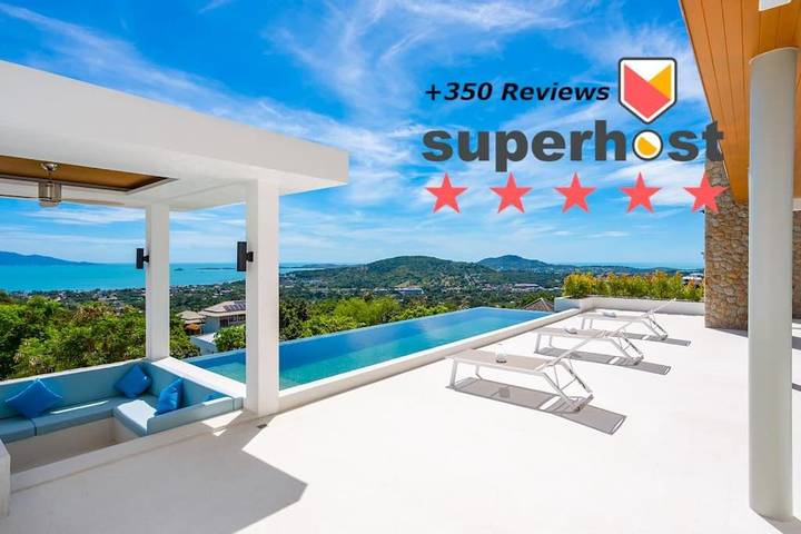 Casa de vacaciones para 6 personas, con vistas y terraza además de vistas al lago y piscina en Koh Samui