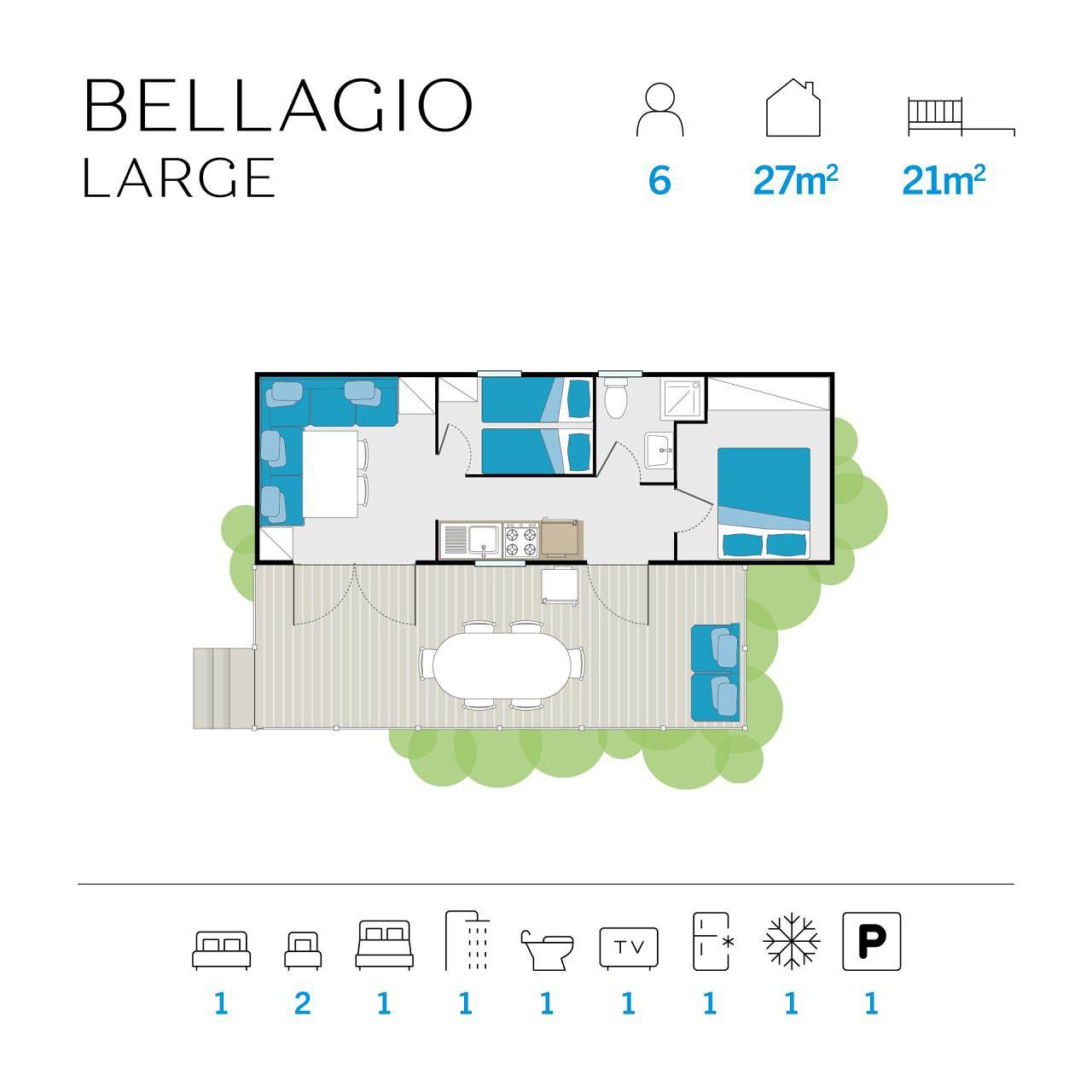 Feriendorf Isamar Mobilehome Bellagio Large Agisa für 6 Personen in Chioggia, Venedig Provinz
