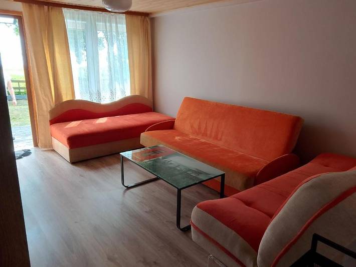 Apartament wakacyjny dla 5 osób, z widok na jezioro i taras oraz ogród i widok, zwierzęta dozwolone w Krynica Morska