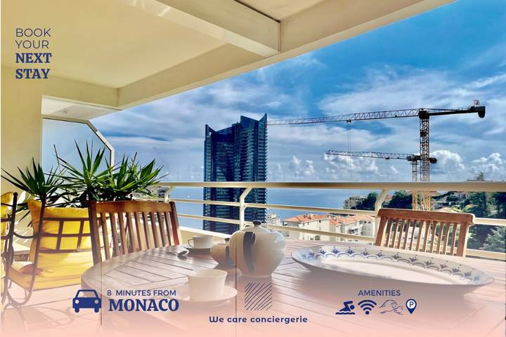 Apartamento para 4 personas, con Terraza y Piscina en Beausoleil