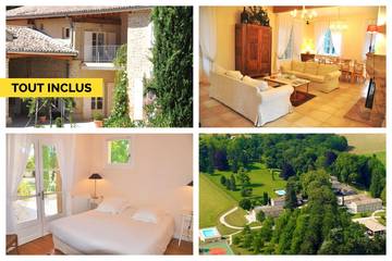 Gîte pour 10 personnes, avec terrasse ainsi que jardin et piscine à Divajeu