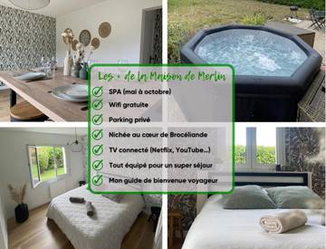 Gîte pour 5 personnes, avec jardin ainsi que jacuzzi et terrasse à Néant-sur-Yvel