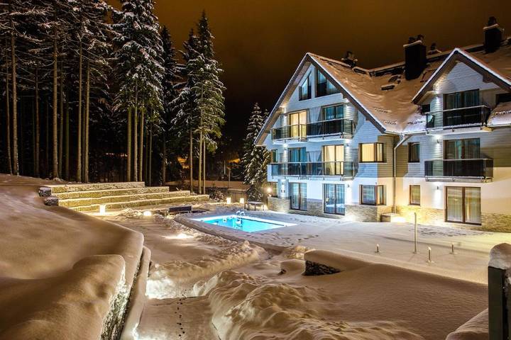 Ośrodek wypoczynkowy dla 6 osób, z taras i basen oraz sauna i widok na Dolny Śląsk