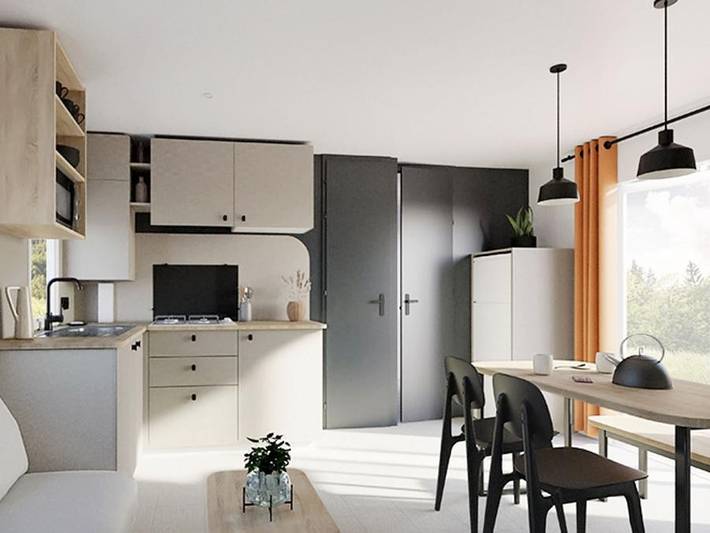 Flower Camping Vitamin - Mobilheim 6 personen - Premium 32m² (3 Schlafzimmer) + Überdachte Terrasse + Tv + Klimaanlage in Saint-Aubin-sur-Scie, Dieppe und Umgebung