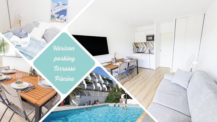Appartement de vacances pour 4 personnes, avec jacuzzi ainsi que piscine et balcon