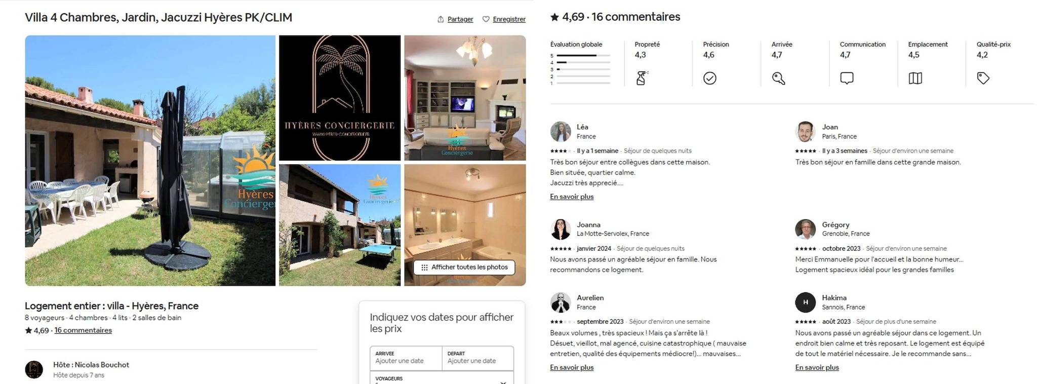 Villa für 8 Personen mit Garten in Hyeres, Toulon Region