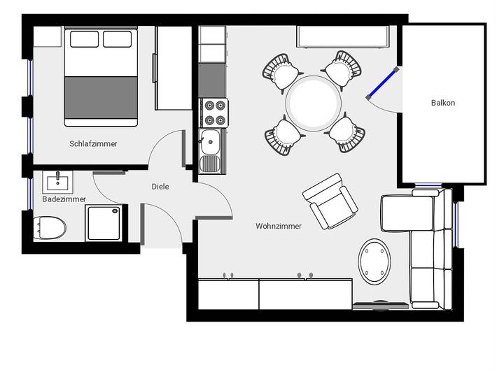 Ferienwohnung für 2 Personen, mit Balkon und Balkon/Terrasse sowie Garten und Seeblick in Wittdün - 3