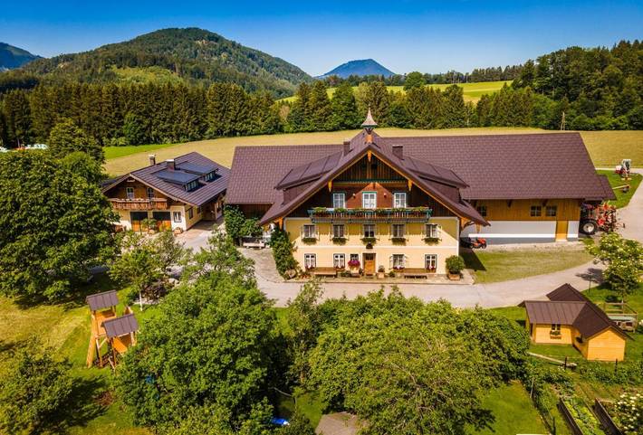 Ferienwohnung für 5 Personen, mit Balkon und Terrasse sowie Garten und Ausblick in Faistenau