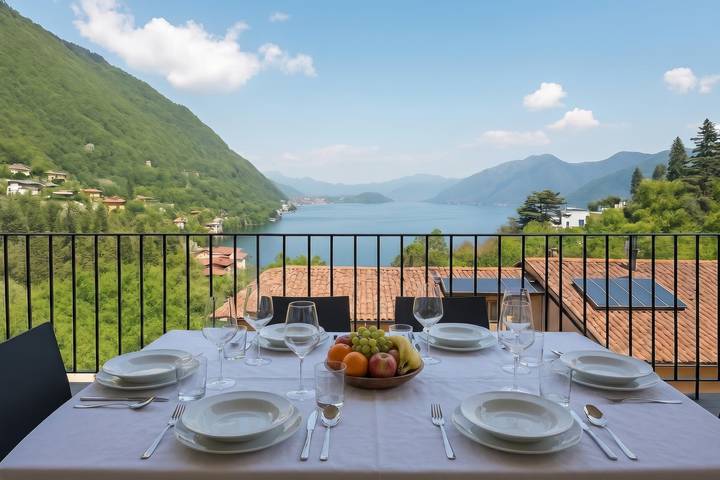 Gîte pour 8 personnes, avec piscine ainsi que terrasse et vue sur le lac, adapté aux familles à Argegno - 4