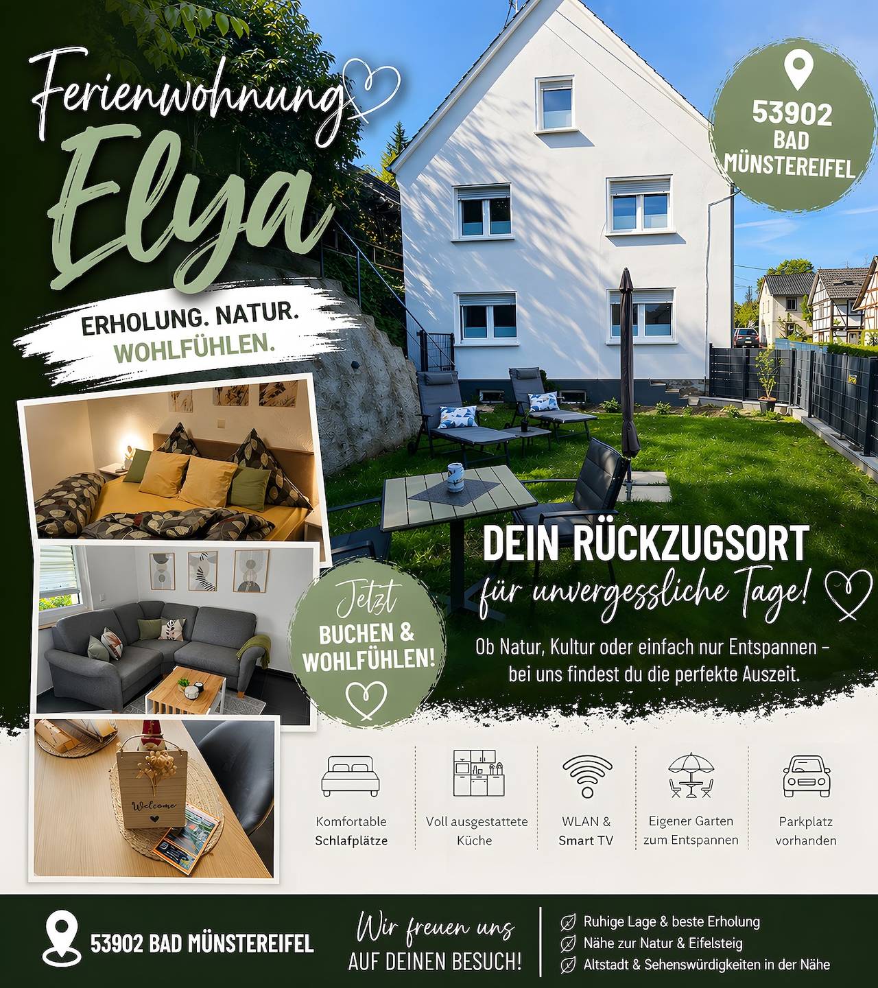 Apartamento entero, Fewo Elya: Jardín, Bienestar, Compras y Relax en Bad Münstereifel in Iversheim, Bad Münstereifel
