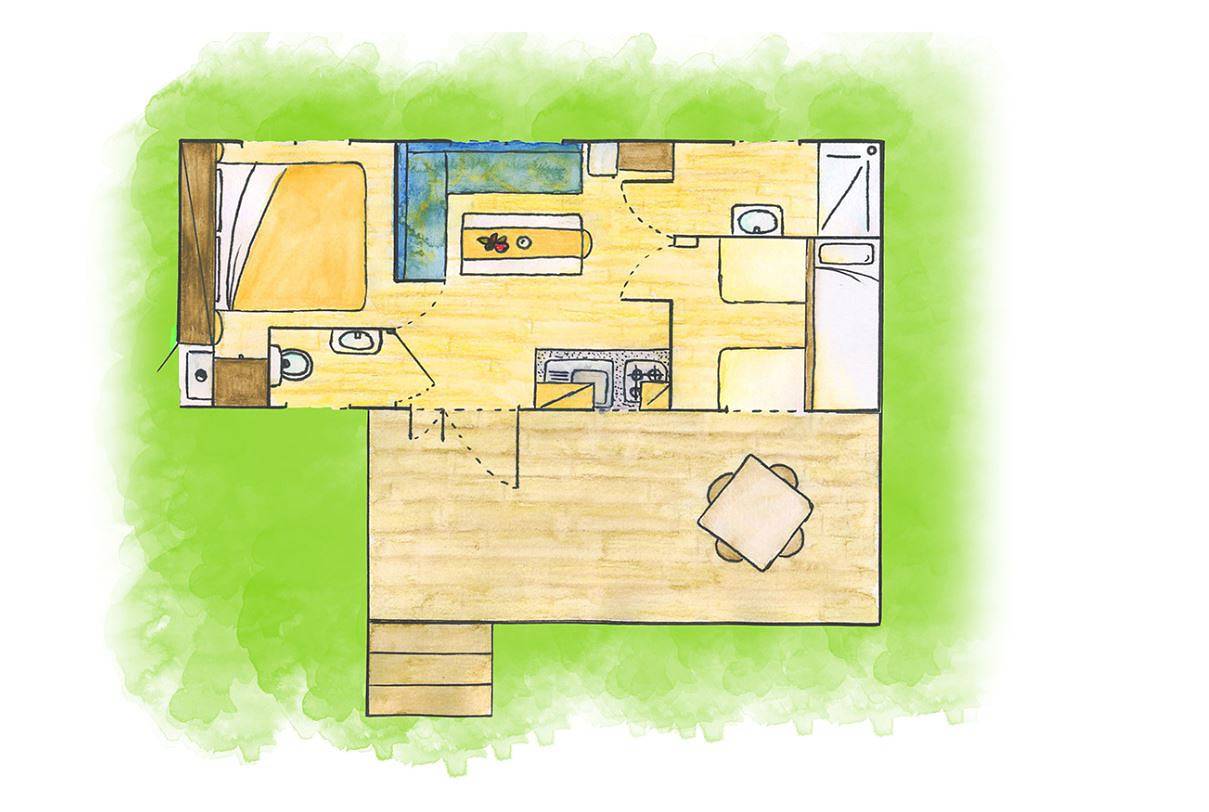Ferienanlage Baia Verde Mobile Home Charme für 5 Personen in Manerba del Garda, Gardasee-Berge